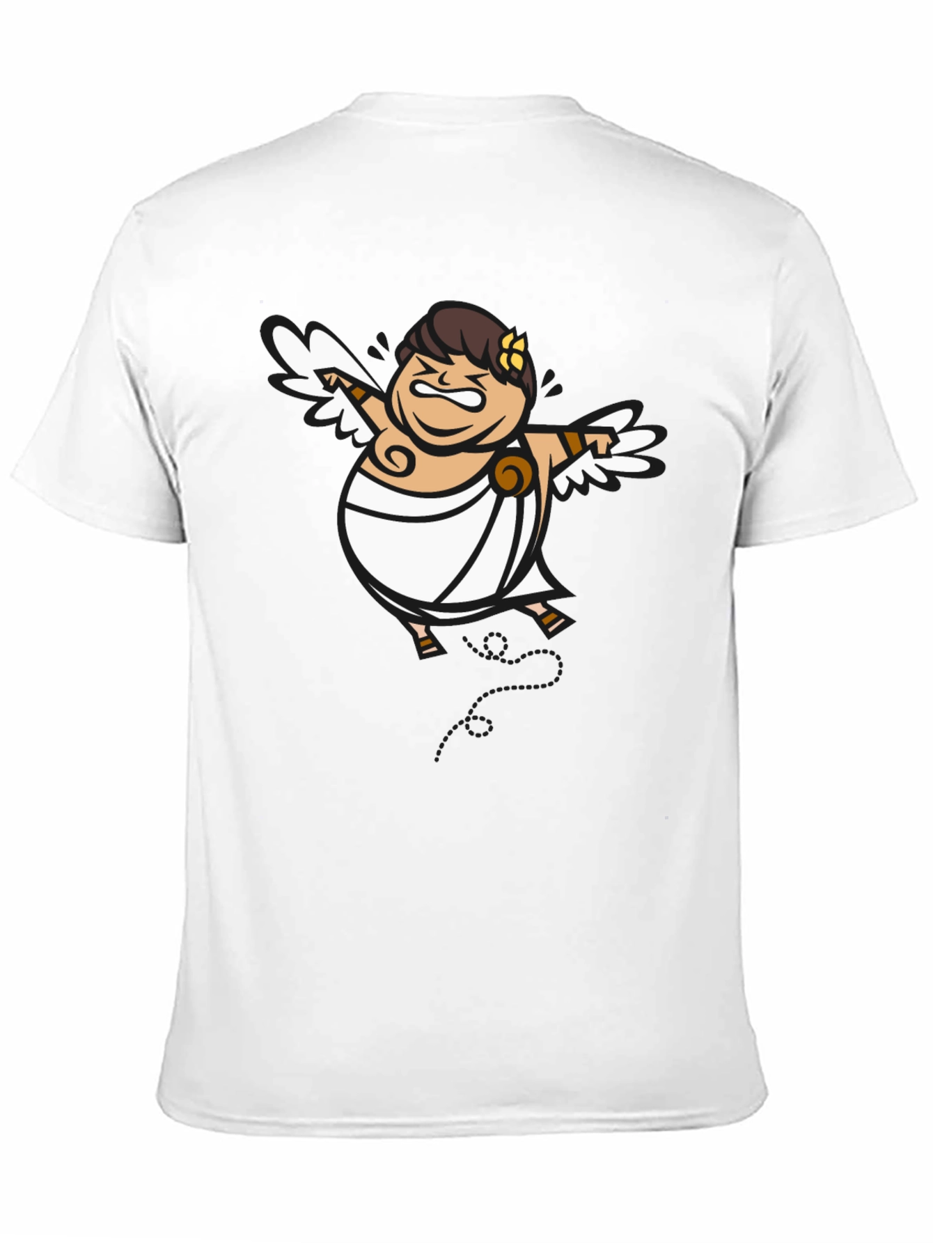 Humorous Cupid Graphic Tee - Black Cotton