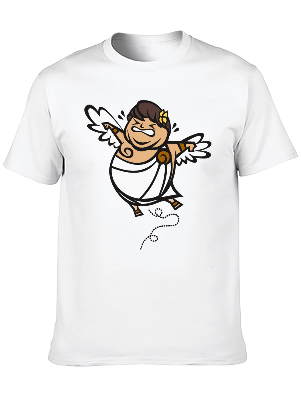 Humorous Cupid Graphic Tee - Black Cotton