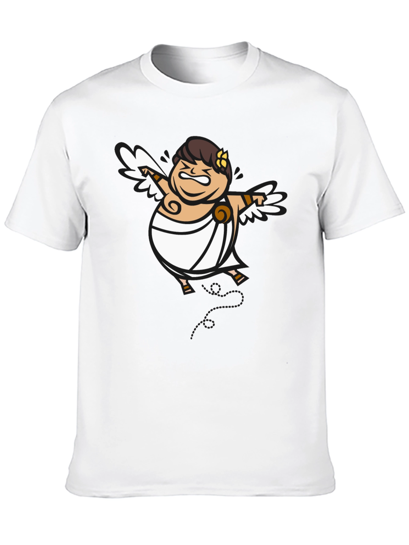 Humorous Cupid Graphic Tee - Black Cotton