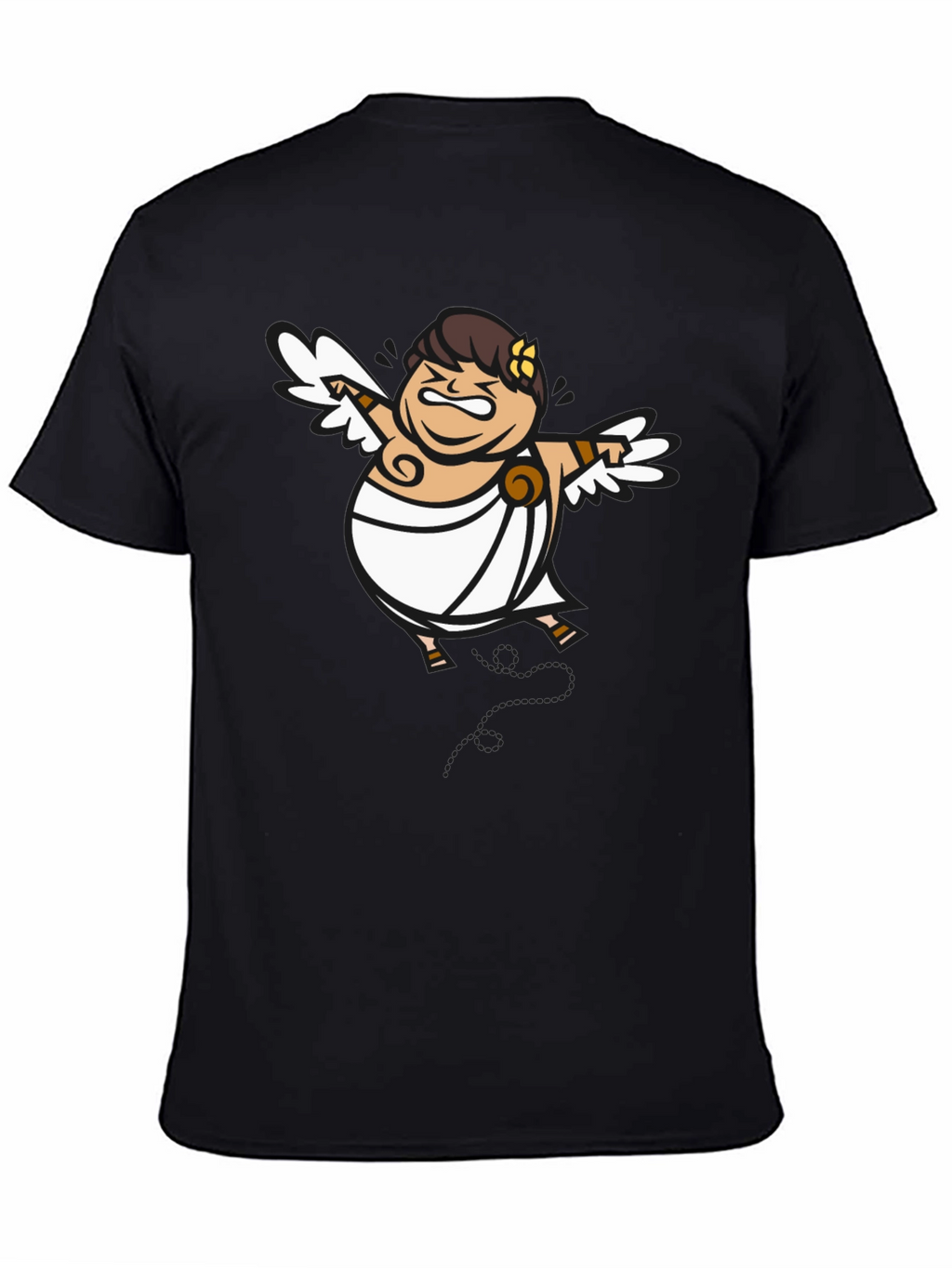 Humorous Cupid Graphic Tee - Black Cotton
