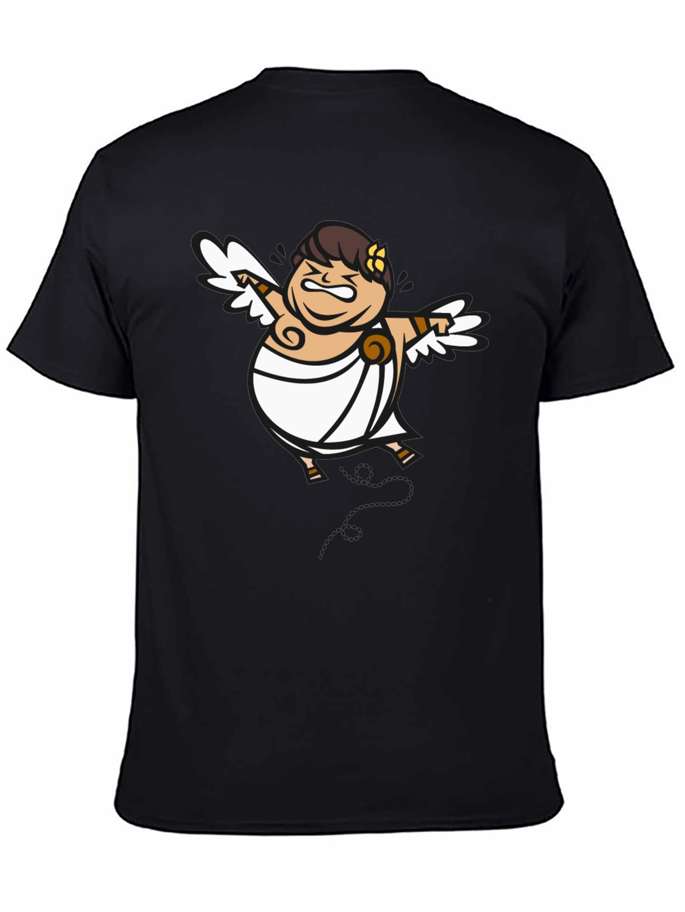 Humorous Cupid Graphic Tee - Black Cotton