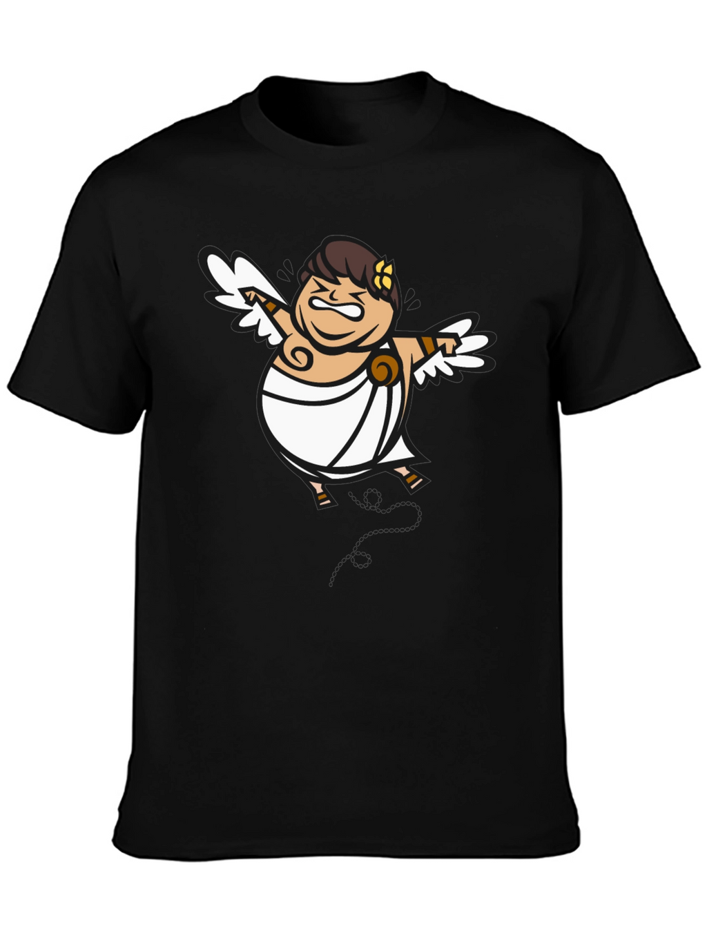 Humorous Cupid Graphic Tee - Black Cotton