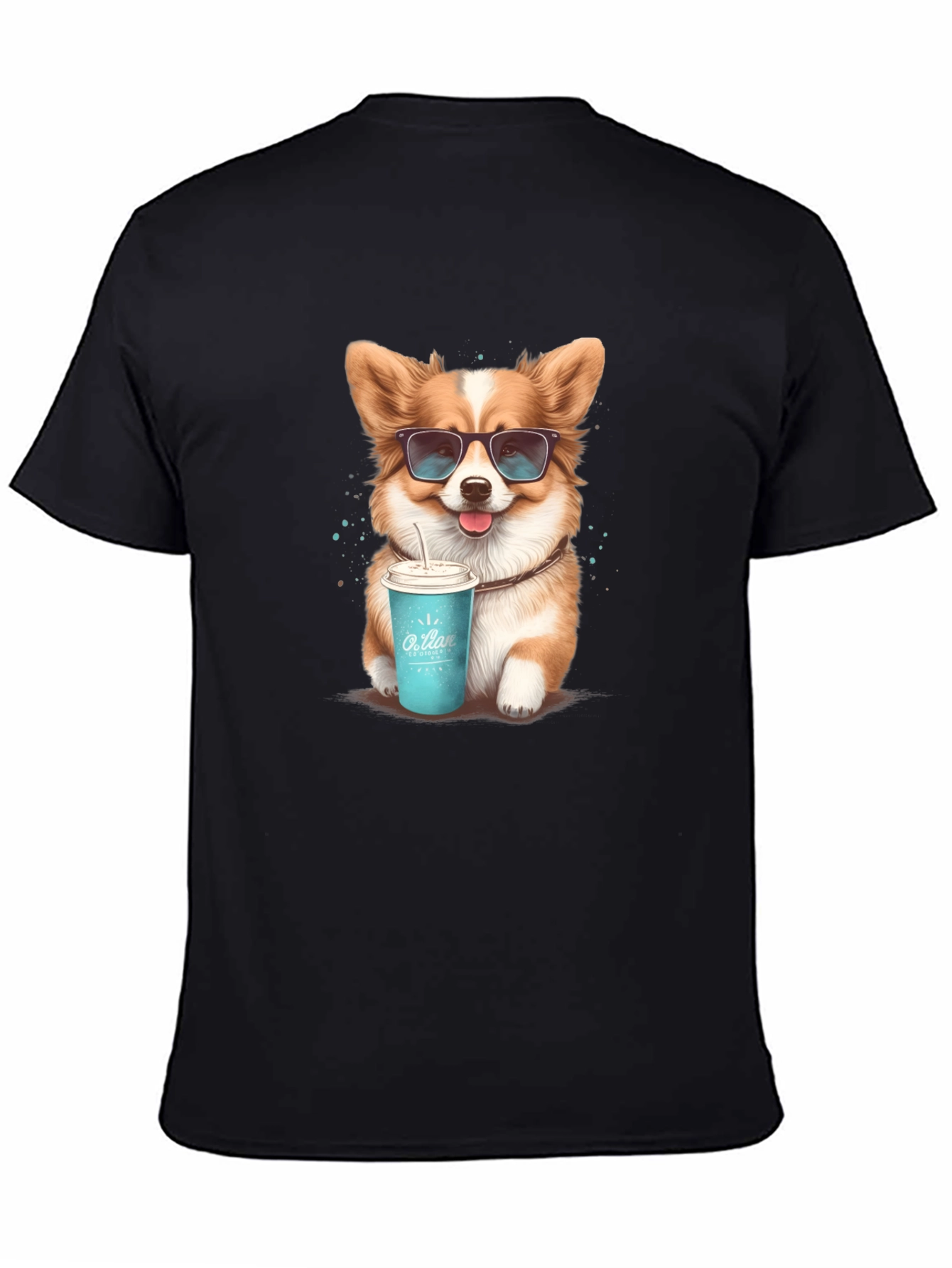 Cool Corgi T-Shirt - Dog with Sunglasses & Drink