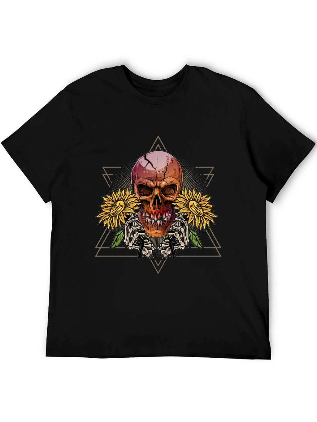 Skull & Sunflower Graphic T-Shirt - Mens Black Tee