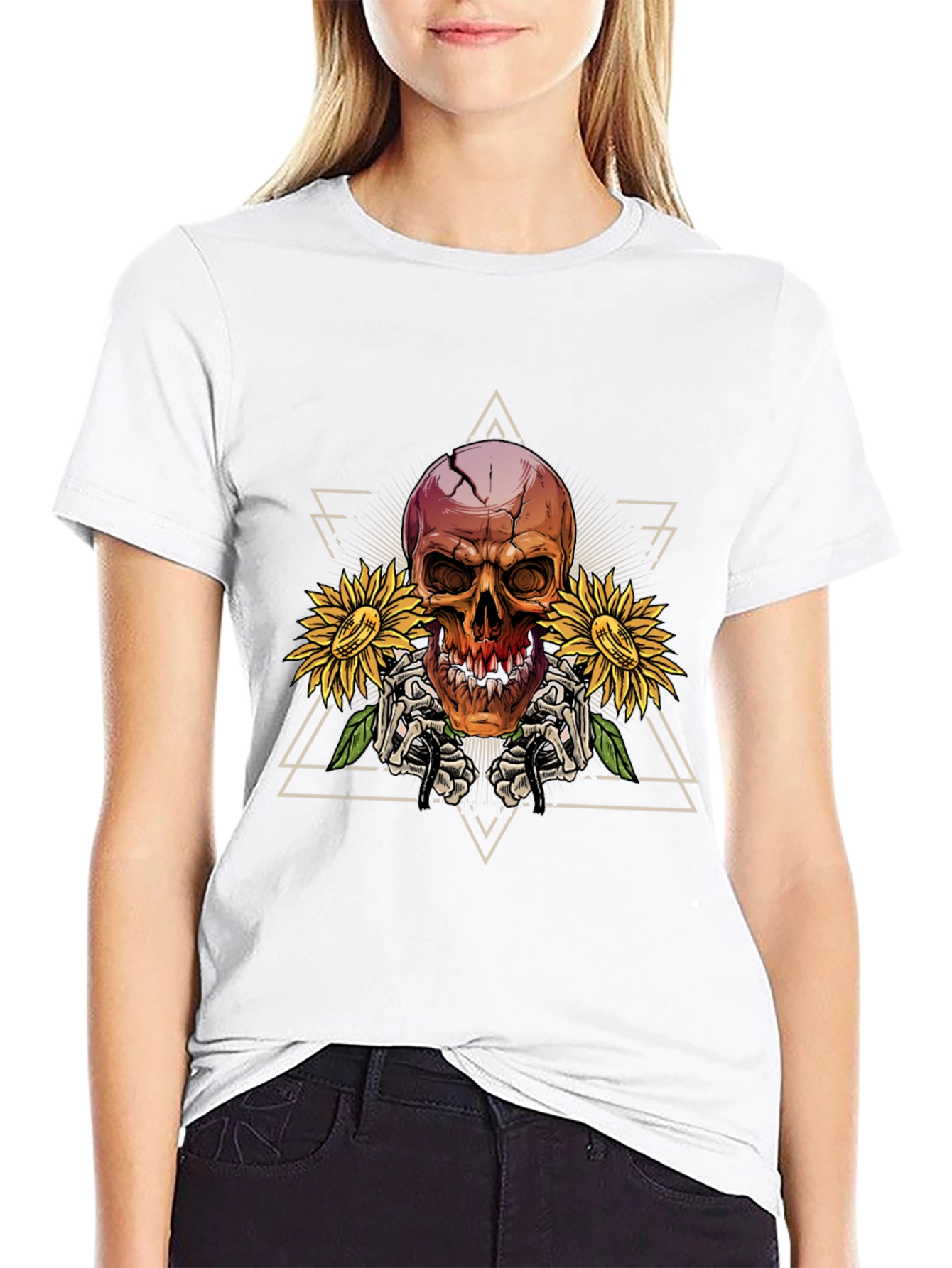 Skull & Sunflower Graphic T-Shirt - Mens Black Tee