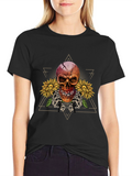 Skull & Sunflower Graphic T-Shirt - Mens Black Tee