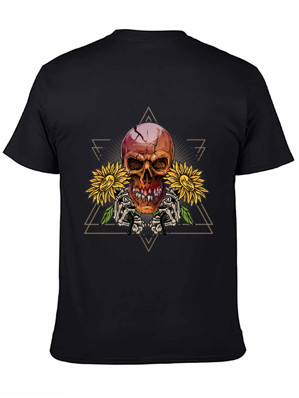 Skull & Sunflower Graphic T-Shirt - Mens Black Tee
