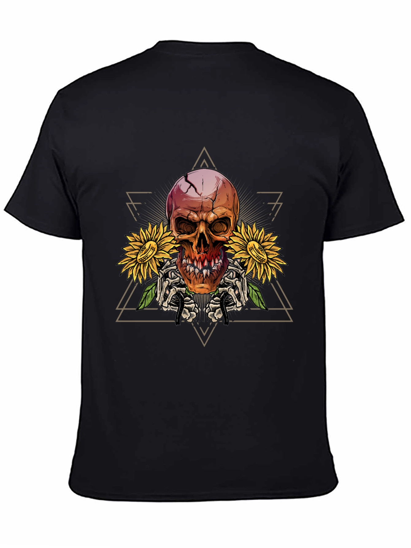 Skull & Sunflower Graphic T-Shirt - Mens Black Tee