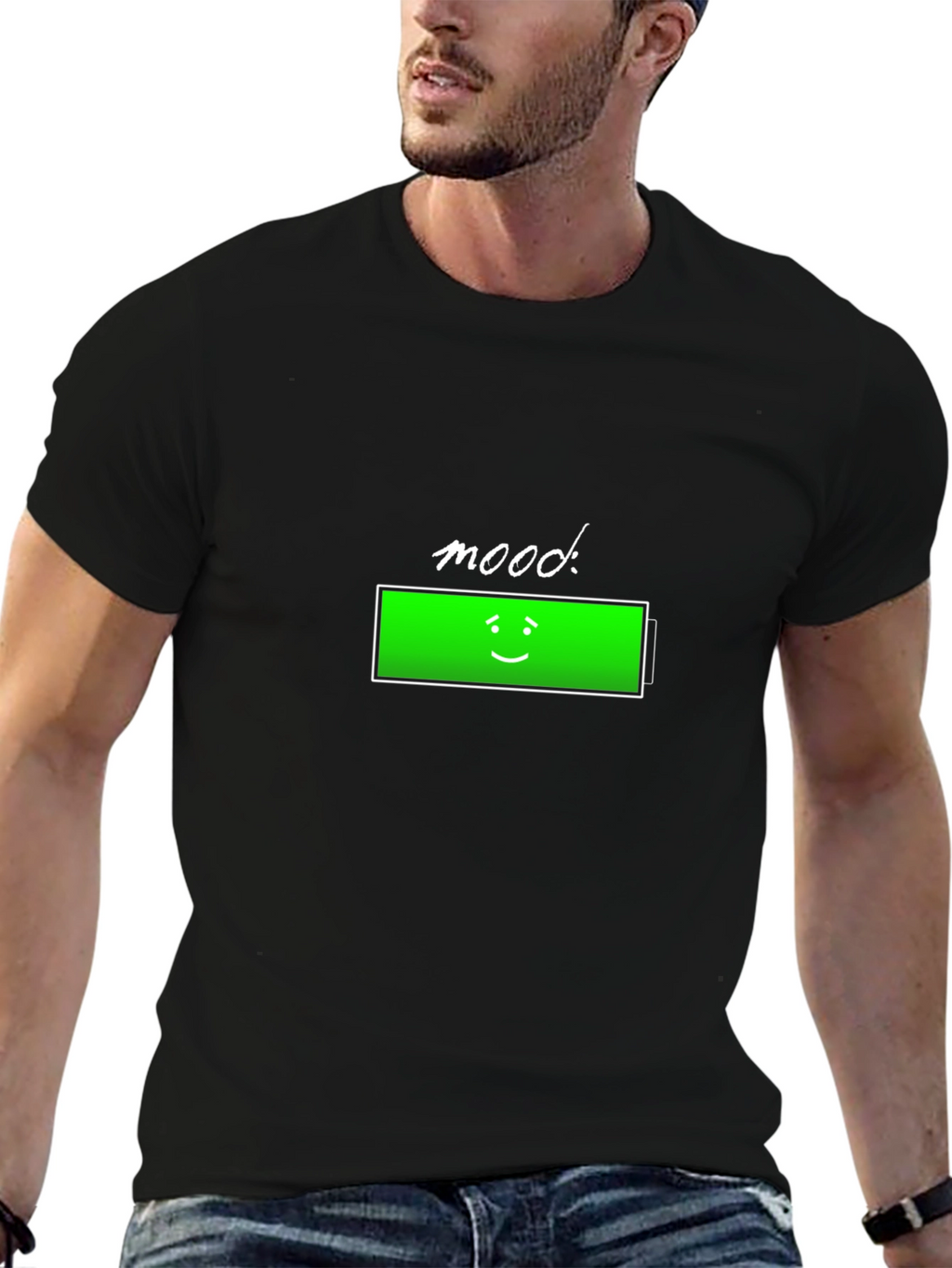 Mood Full Battery Graphic T-Shirt - Black Casual Wear
