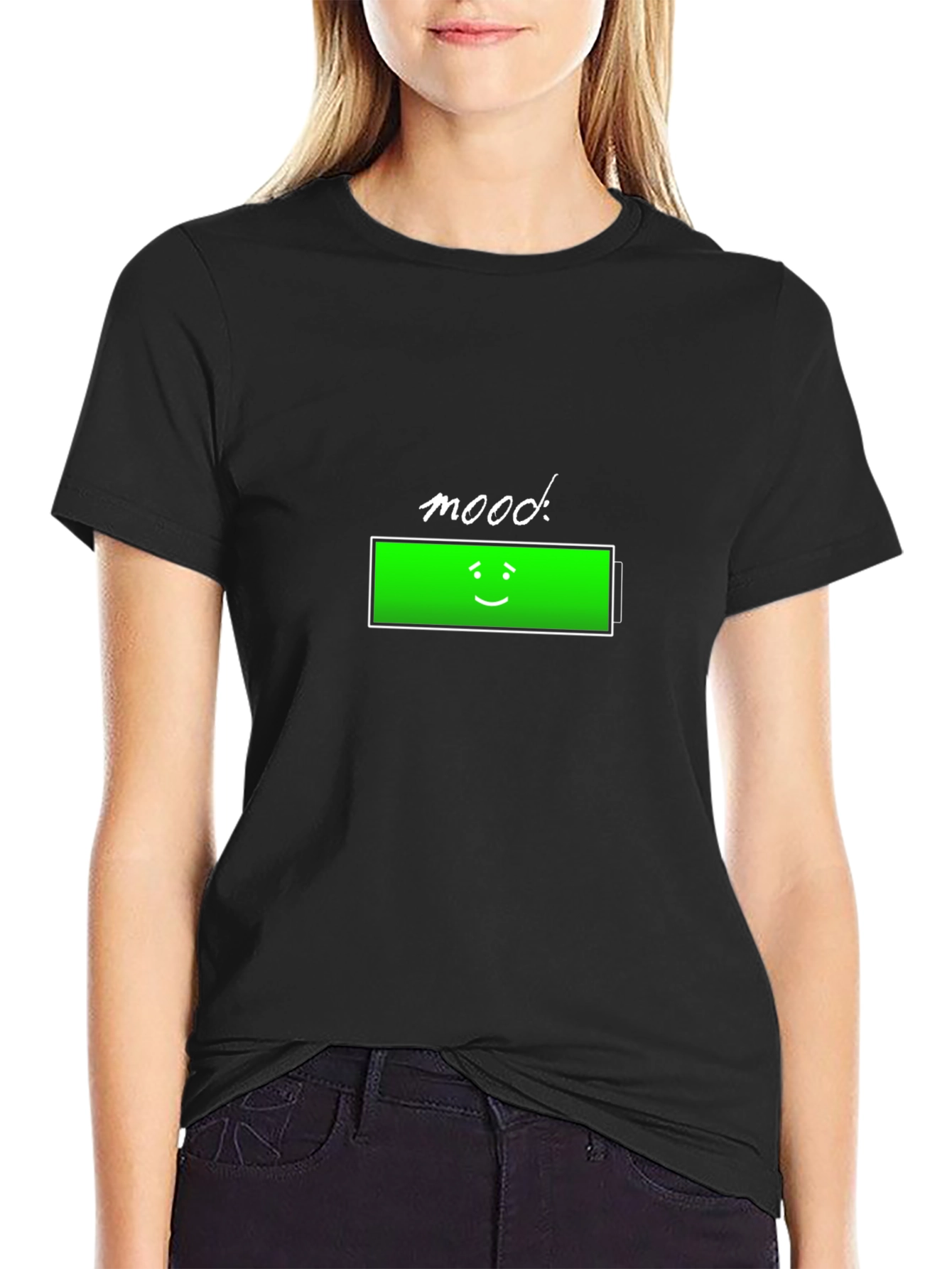 Mood Full Battery Graphic T-Shirt - Black Casual Wear