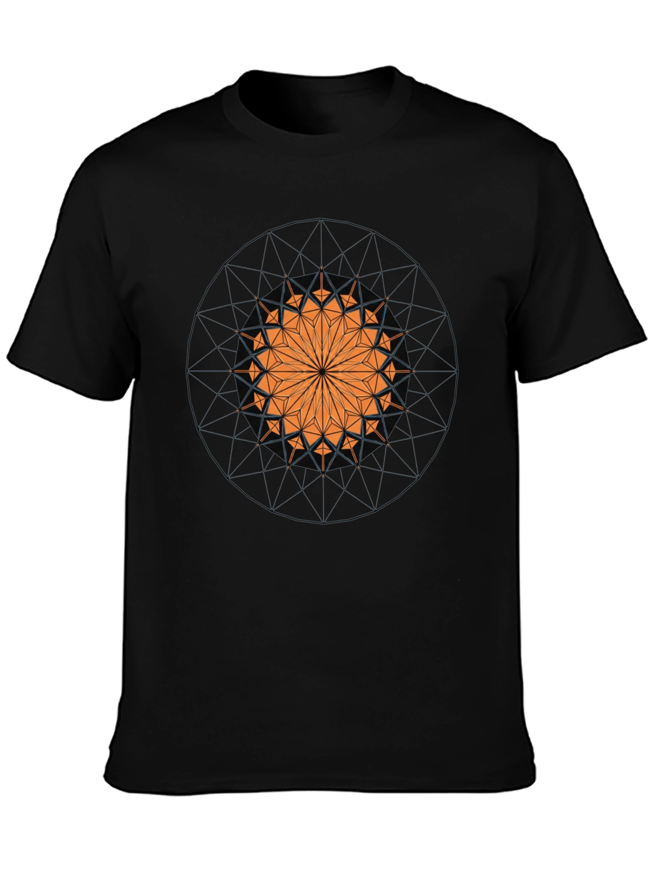 Geometric Mandala Graphic Print Black T-Shirt