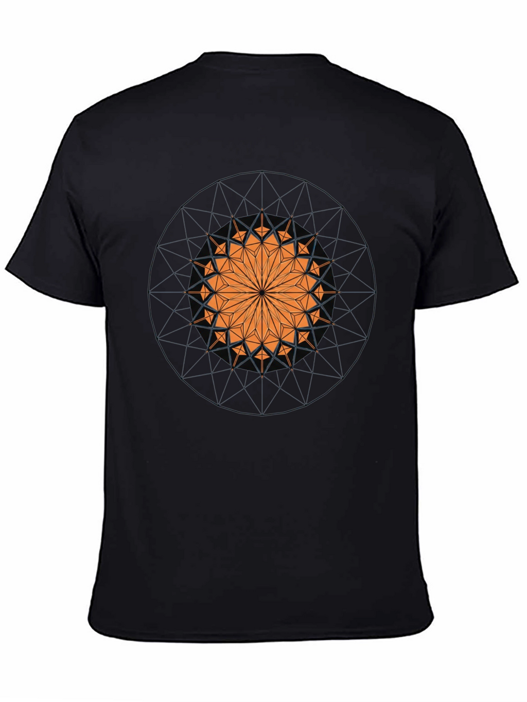 Geometric Mandala Graphic Print Black T-Shirt