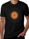 Geometric Mandala Graphic Print Black T-Shirt