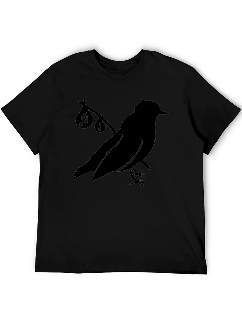 Musical Bird Silhouette Black T-Shirt
