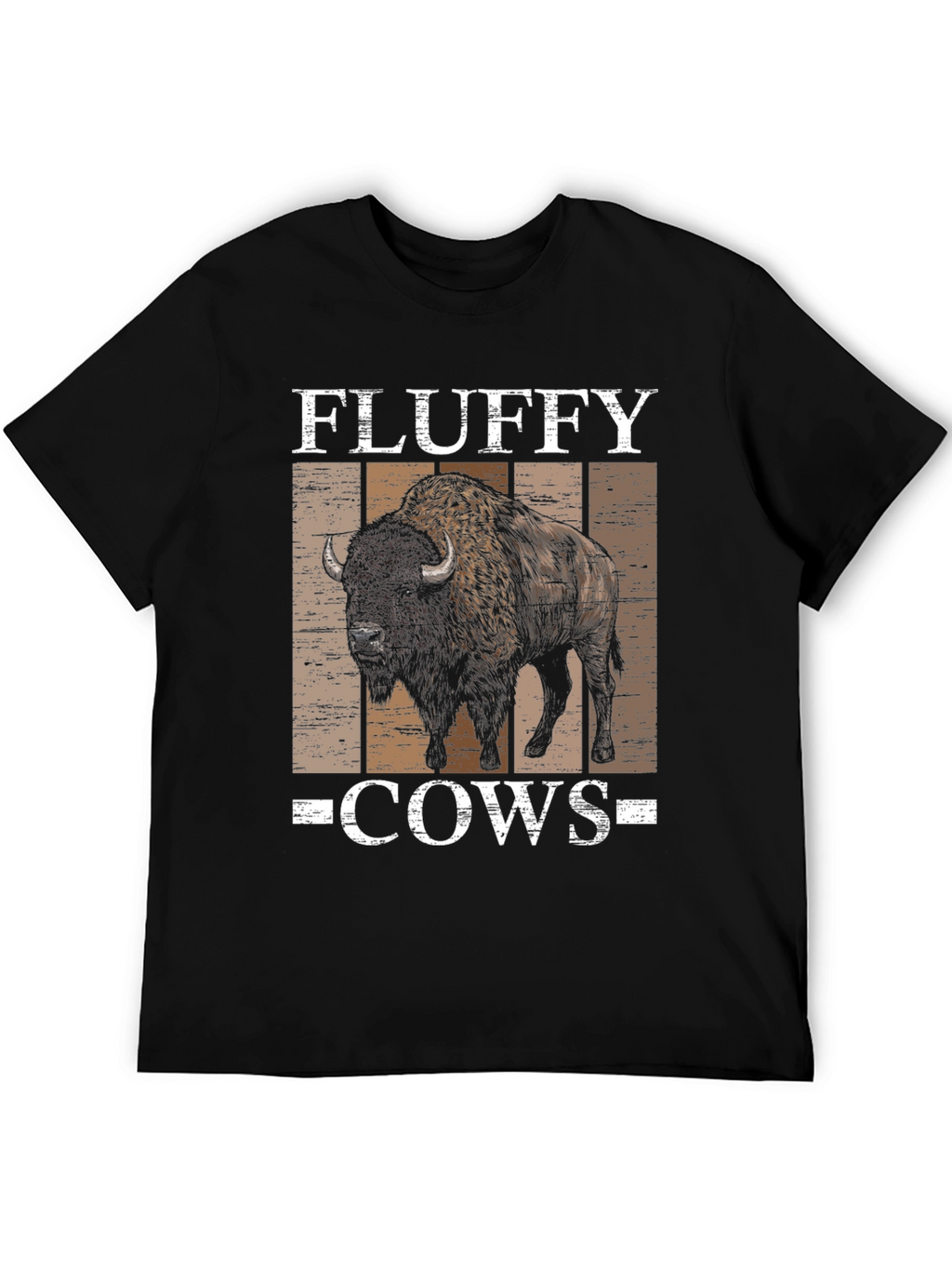 Fluffy Cows Bison Graphic Tee - Black