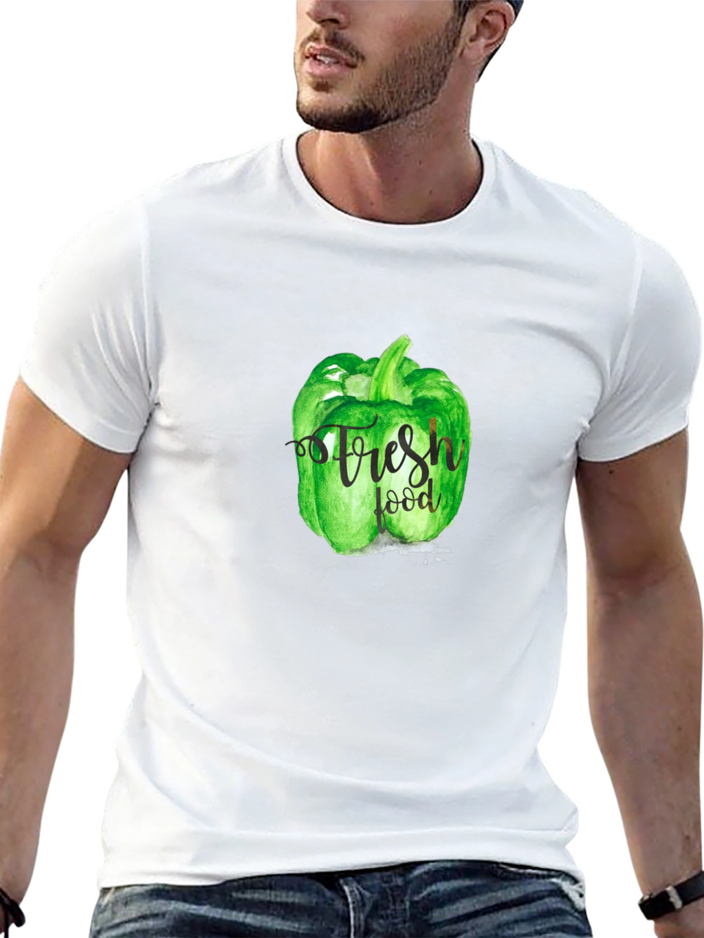 Fresh Food Green Bell Pepper Graphic T-Shirt