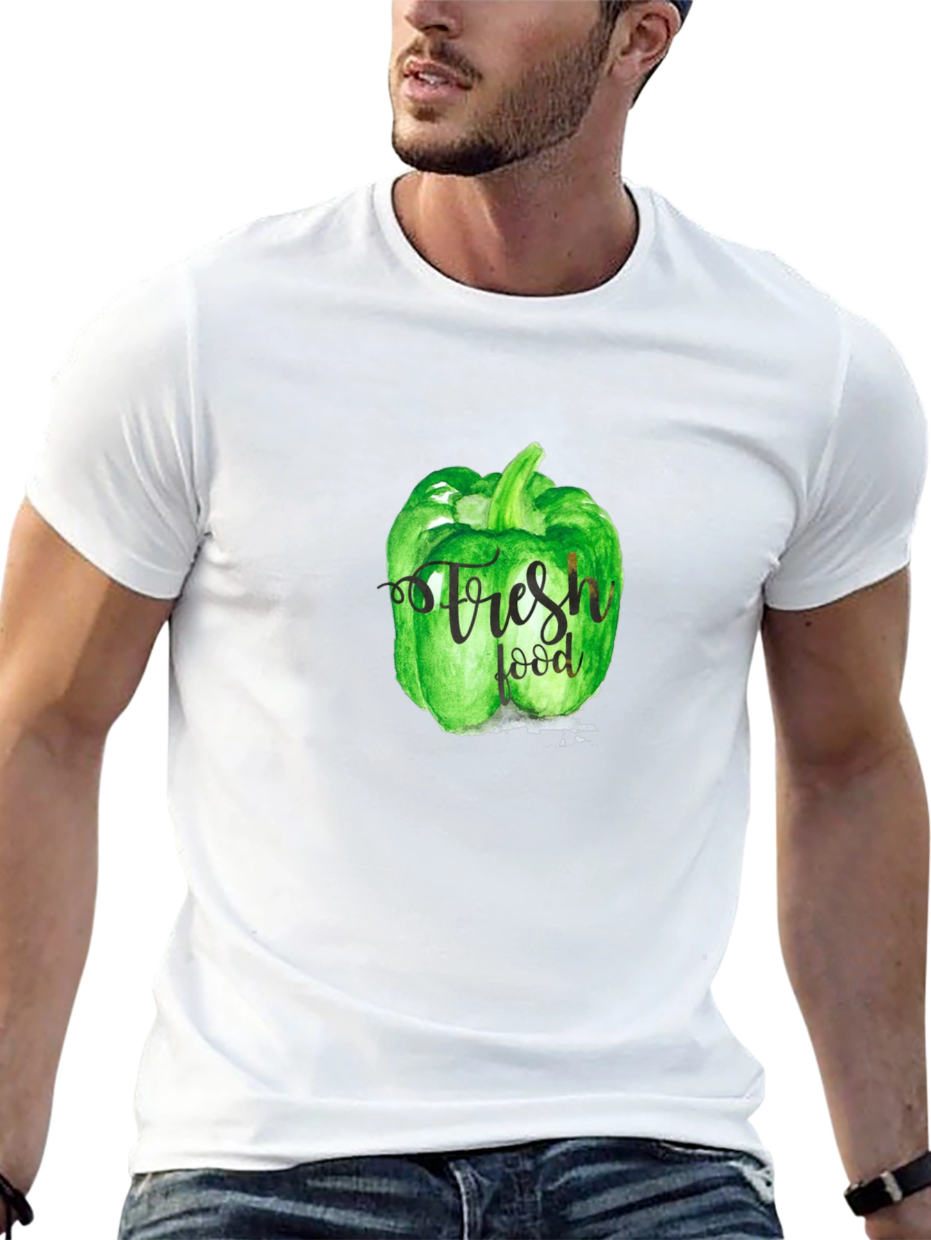 Fresh Food Green Bell Pepper Graphic T-Shirt