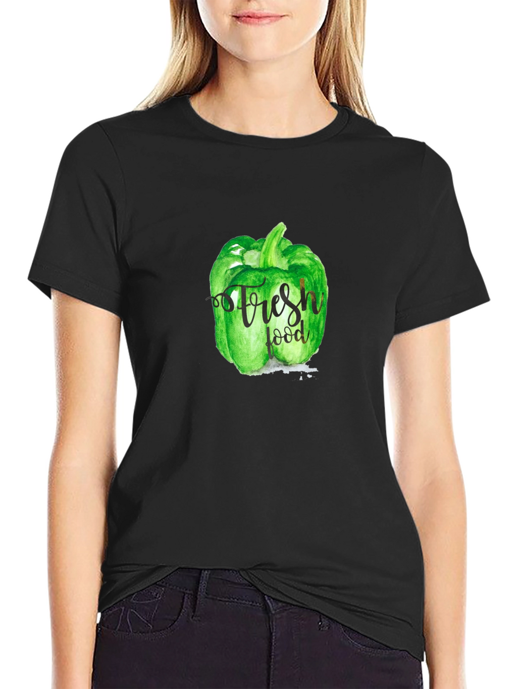 Fresh Food Green Bell Pepper Graphic T-Shirt