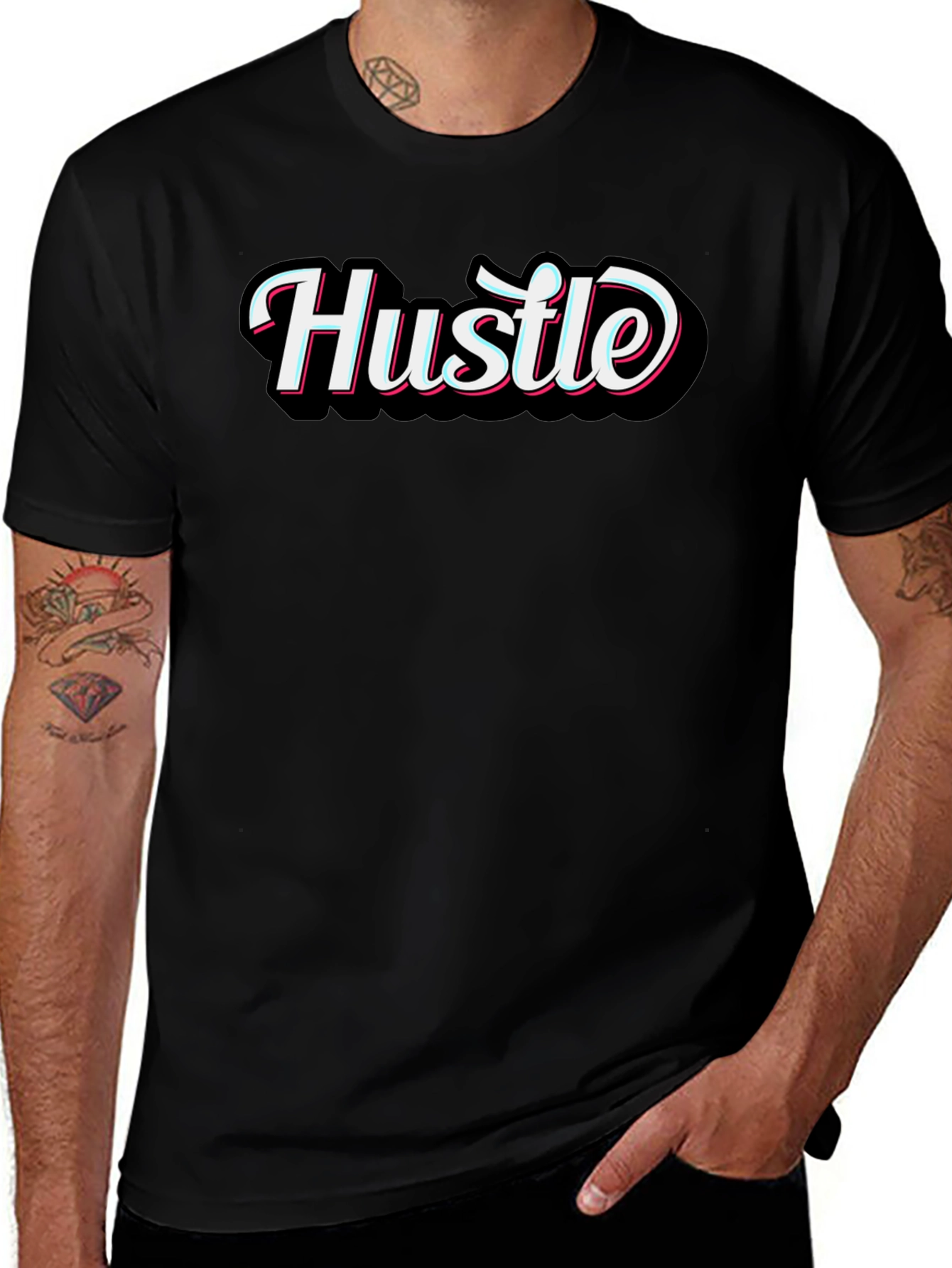 Mens Black Hustle Graphic T-Shirt