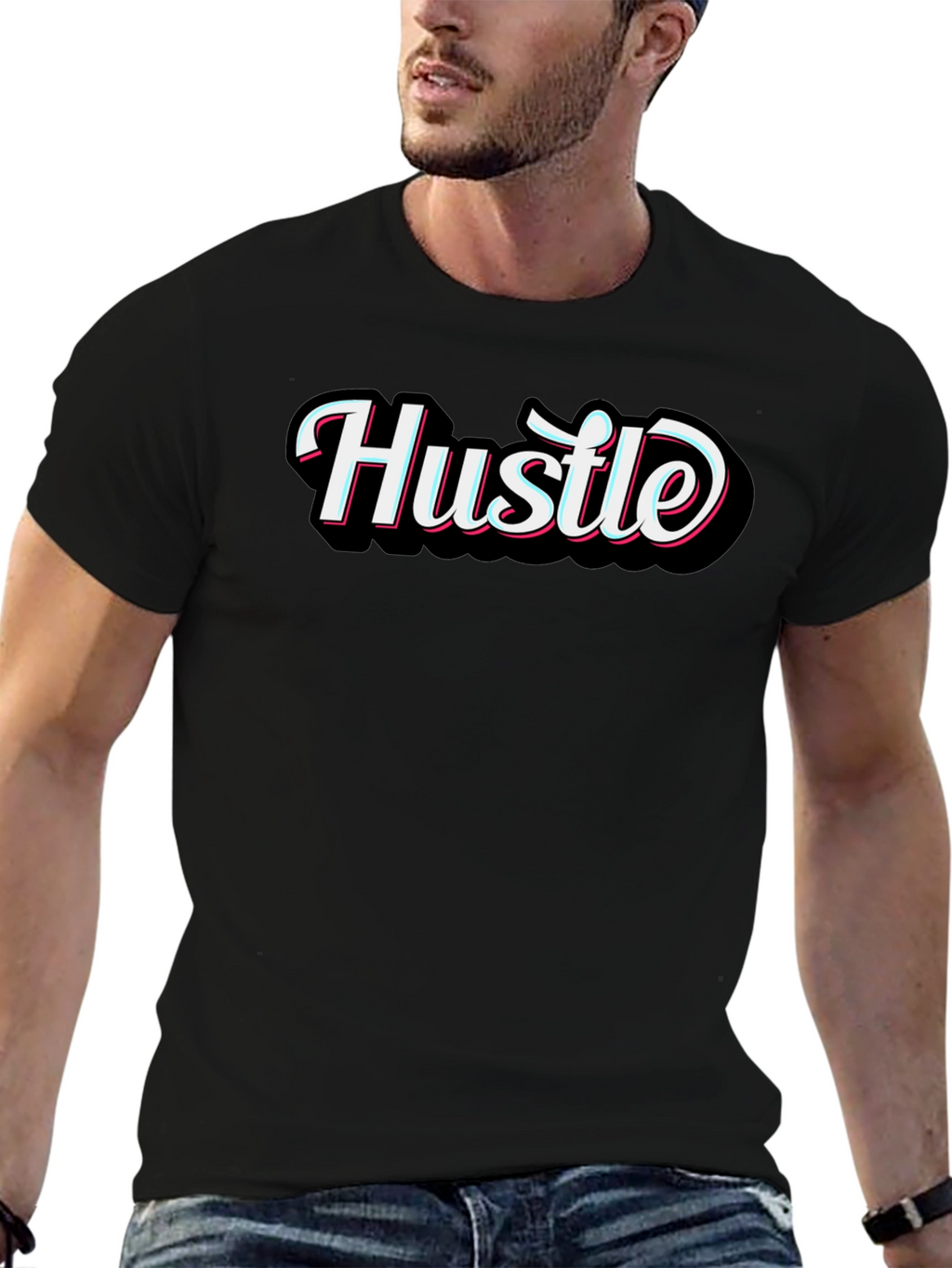 Mens Black Hustle Graphic T-Shirt