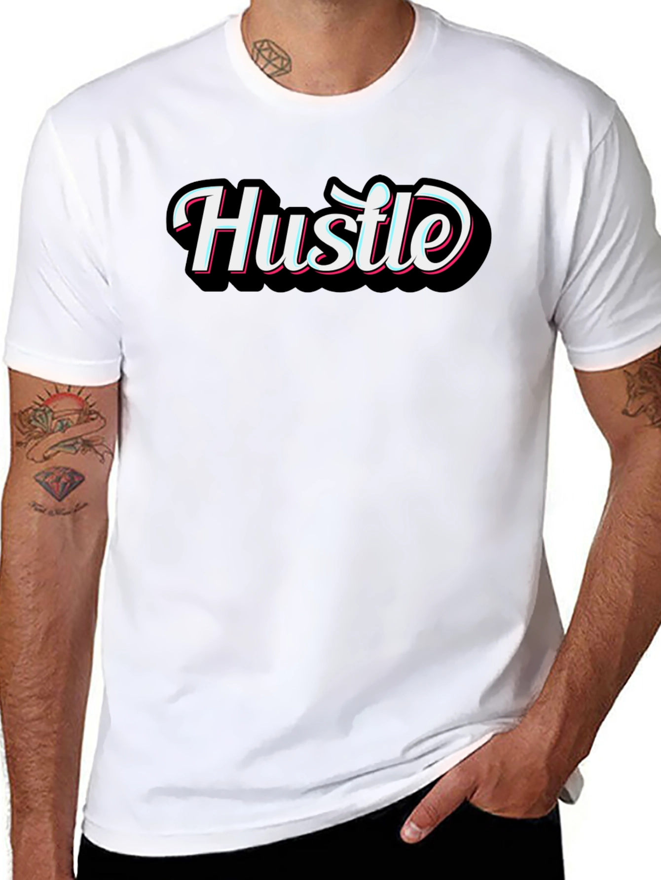 Mens Black Hustle Graphic T-Shirt