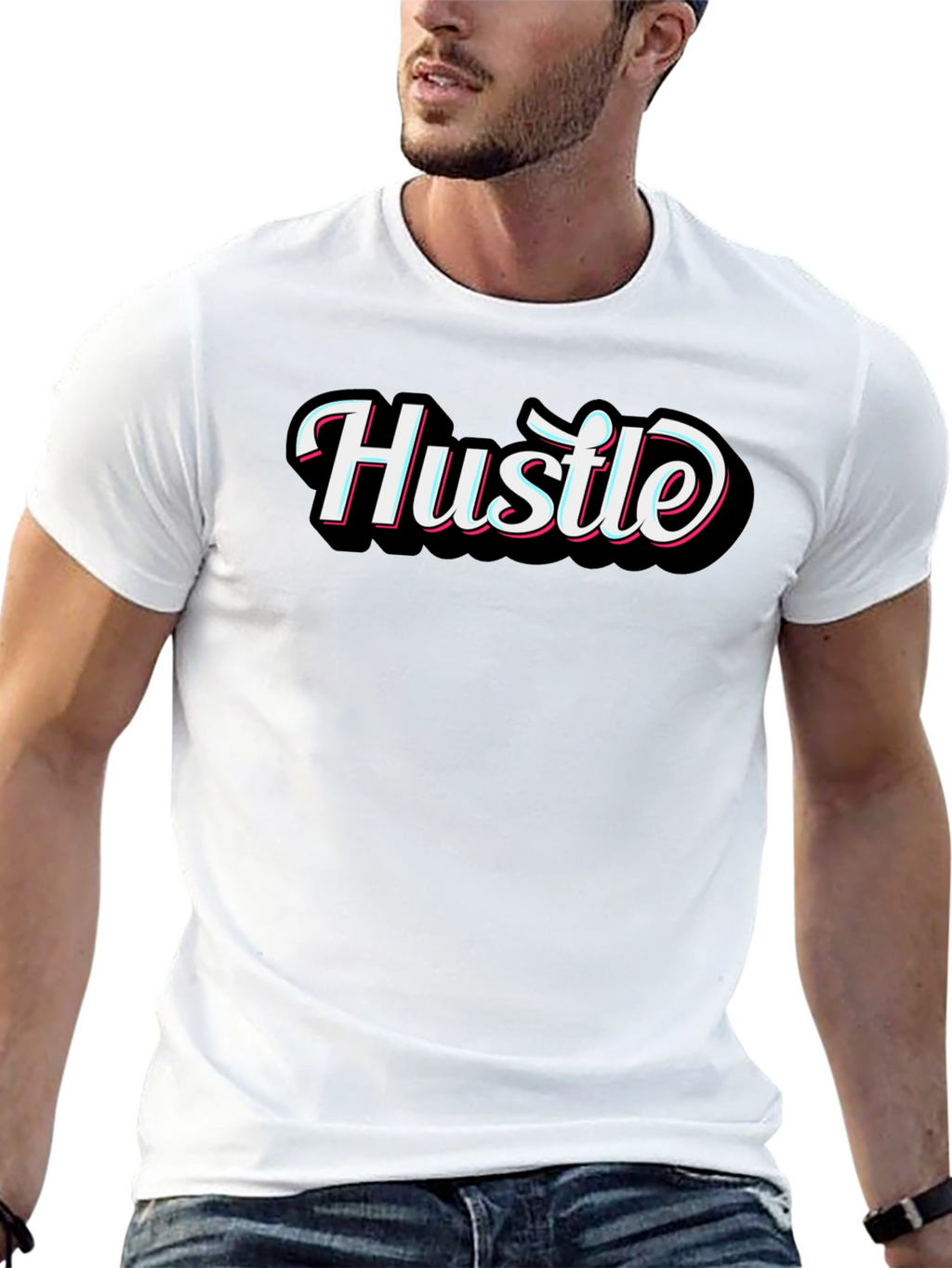 Mens Black Hustle Graphic T-Shirt