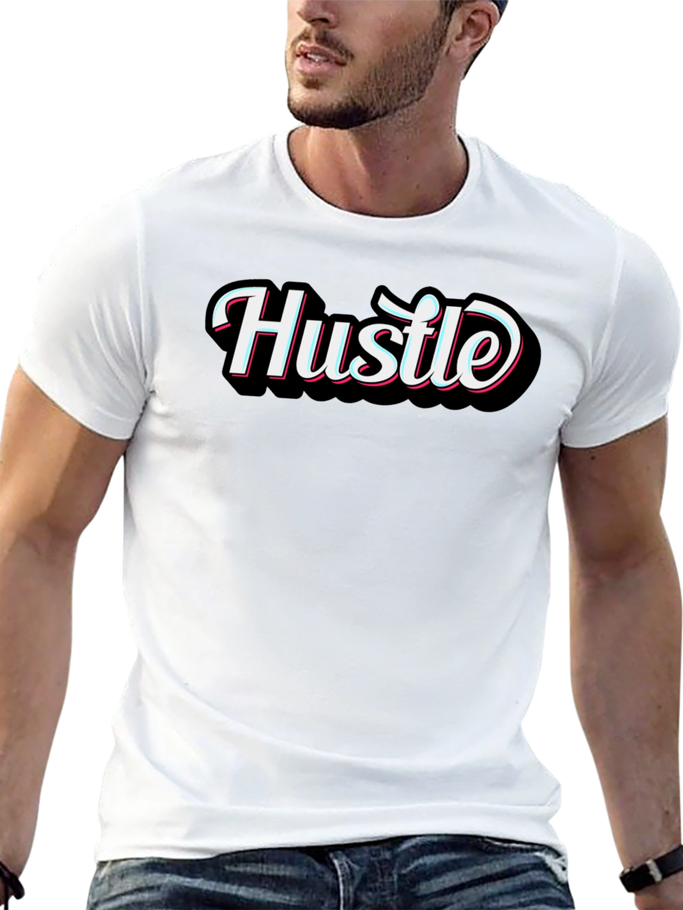 Mens Black Hustle Graphic T-Shirt