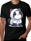 Cute Cartoon Panda Hoodie Black T-Shirt