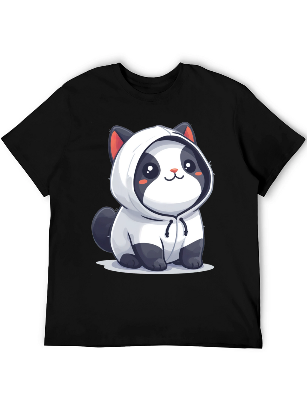 Cute Cartoon Panda Hoodie Black T-Shirt