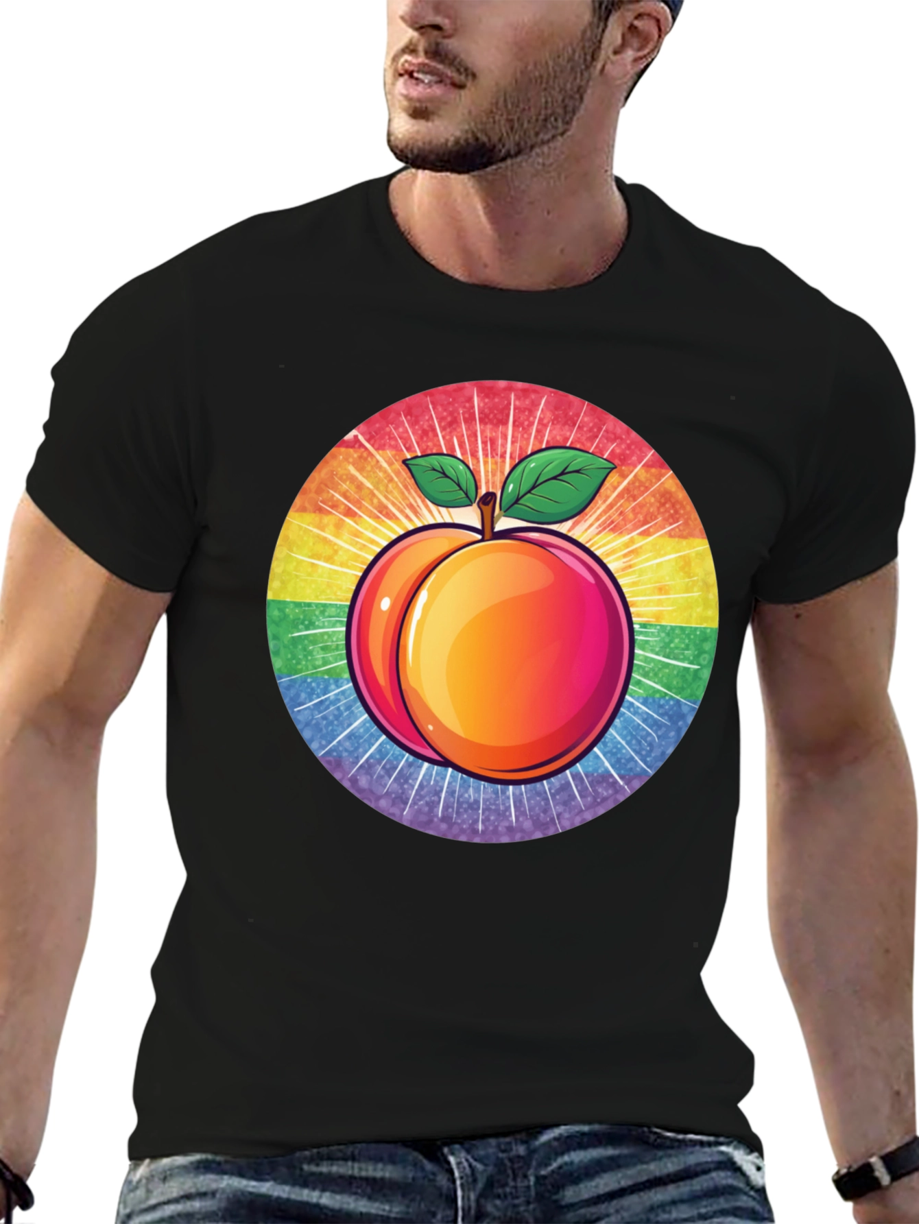 Peach Pride T-Shirt - LGBTQ+ Rainbow Fruit Graphic Tee
