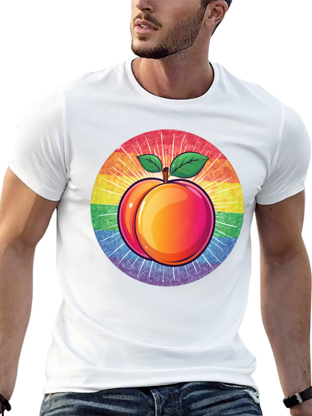 Peach Pride T-Shirt - LGBTQ+ Rainbow Fruit Graphic Tee