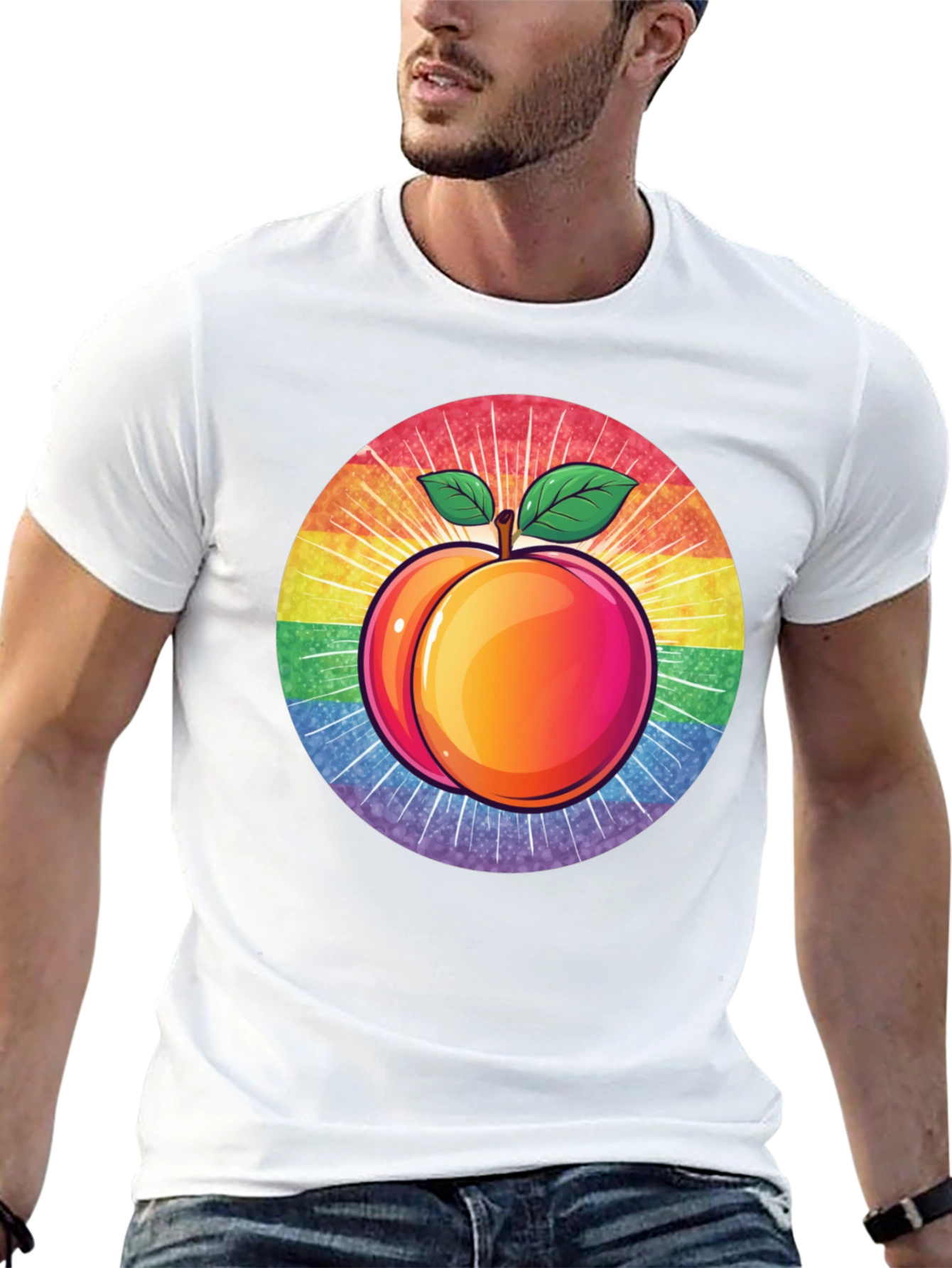 Peach Pride T-Shirt - LGBTQ+ Rainbow Fruit Graphic Tee