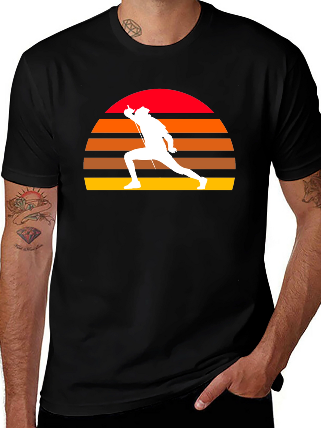 Fencing Sunset T-Shirt - Retro Sportswear