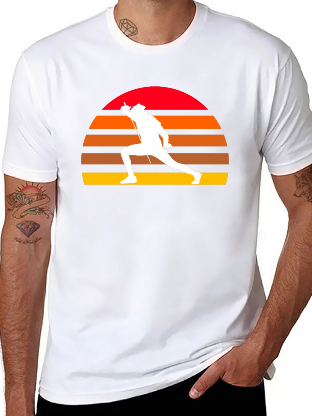 Fencing Sunset T-Shirt - Retro Sportswear