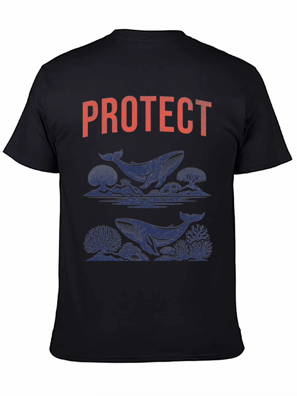 Protect Whales Graphic Tee - Soft Black Cotton Shirt
