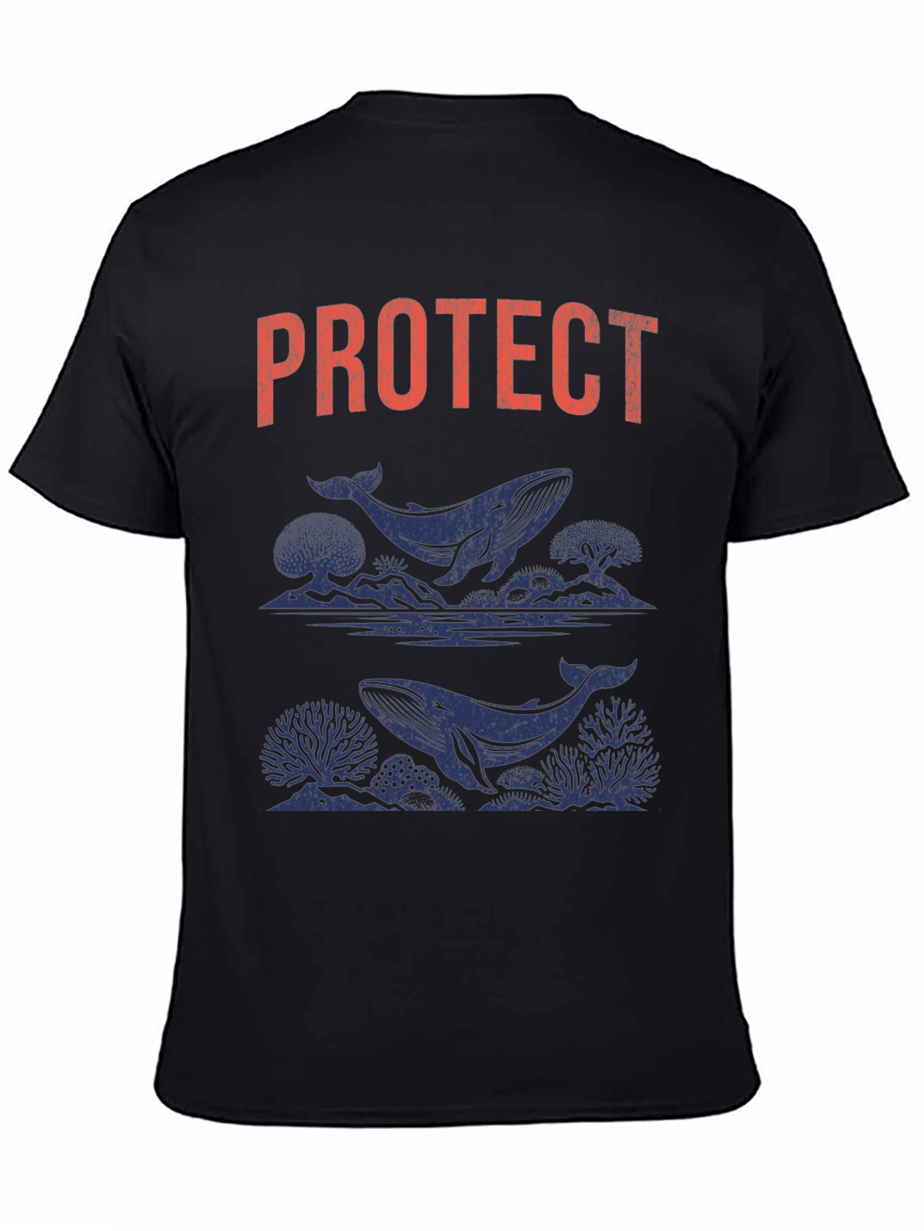 Protect Whales Graphic Tee - Soft Black Cotton Shirt