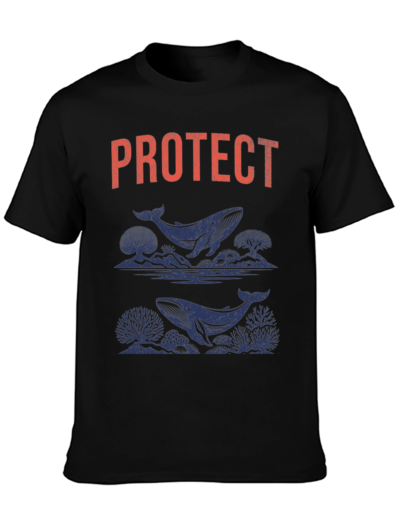Protect Whales Graphic Tee - Soft Black Cotton Shirt