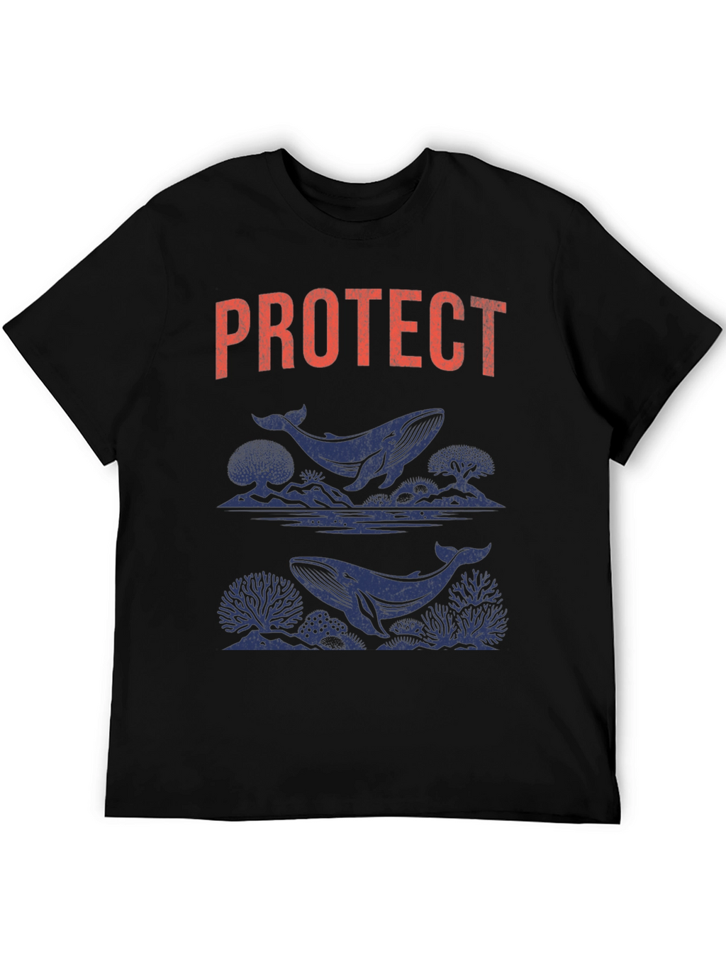 Protect Whales Graphic Tee - Soft Black Cotton Shirt