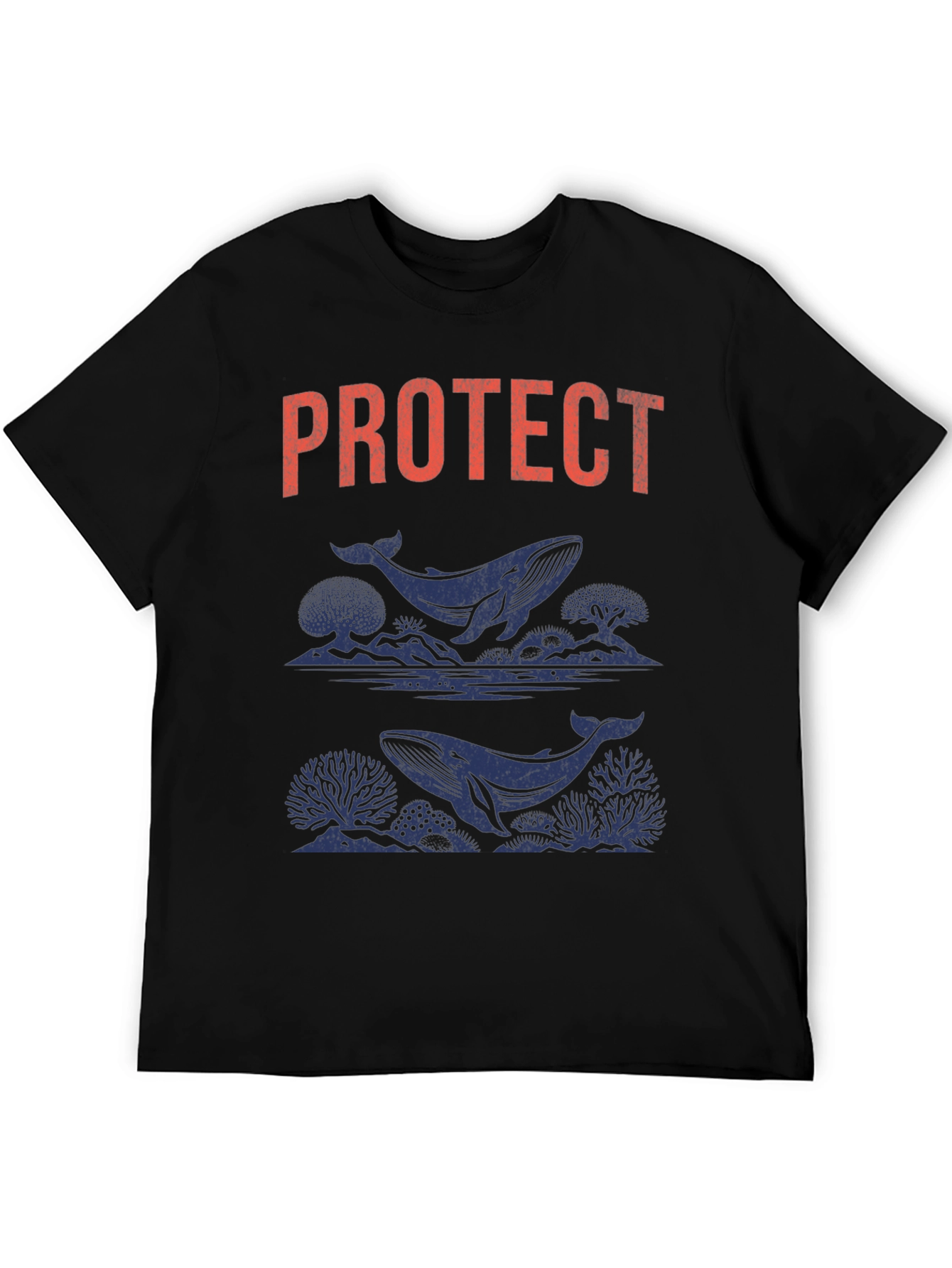 Protect Whales Graphic Tee - Soft Black Cotton Shirt