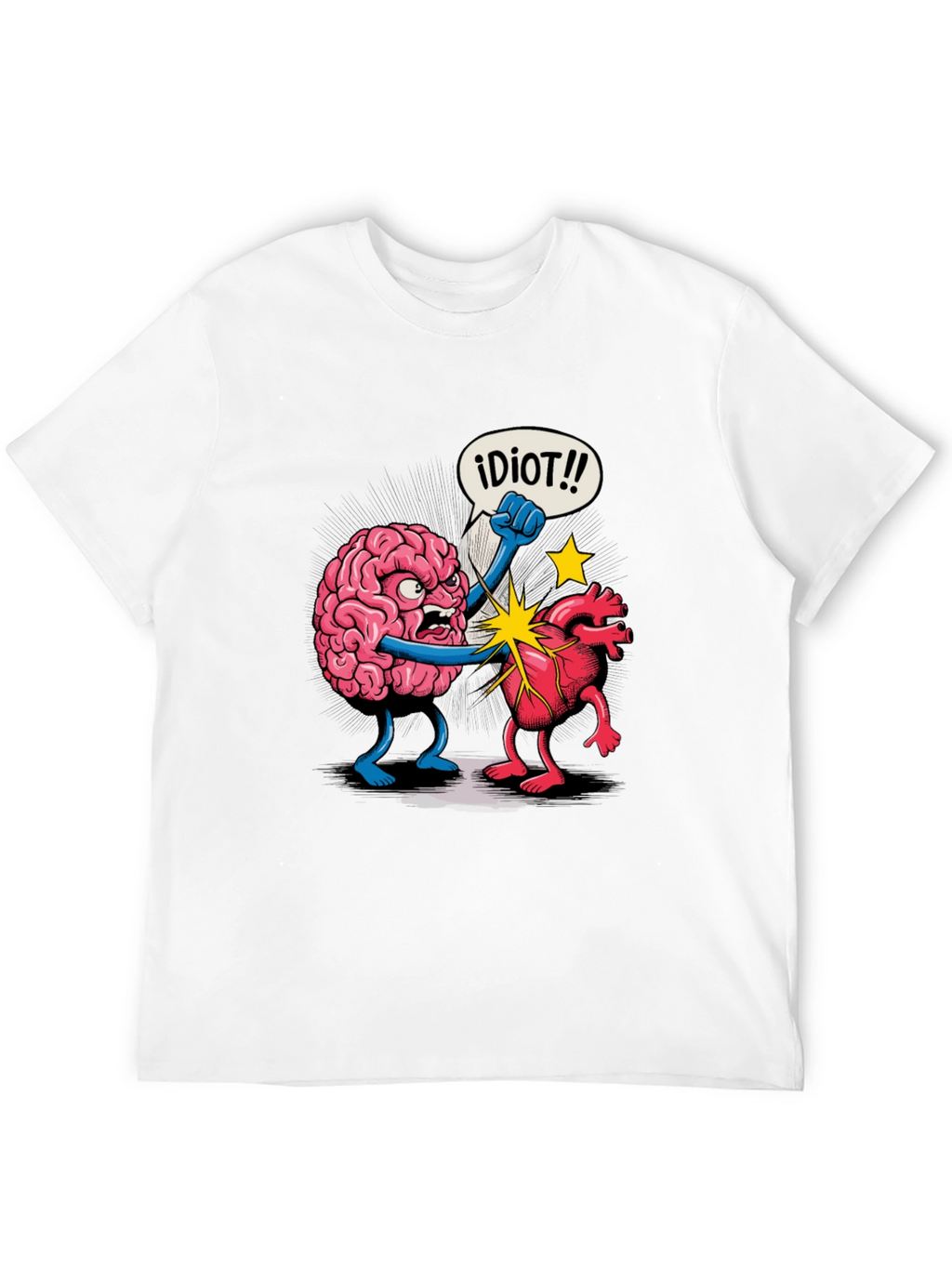Brain vs Heart Funny Graphic Tee - Black
