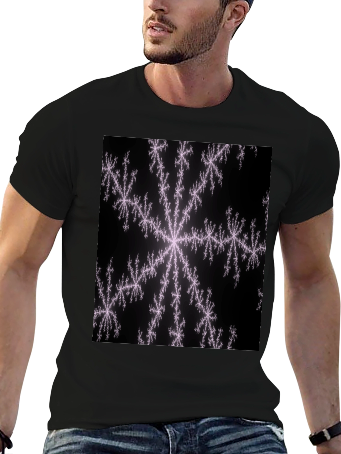 Fractal Snowflake Black T-Shirt
