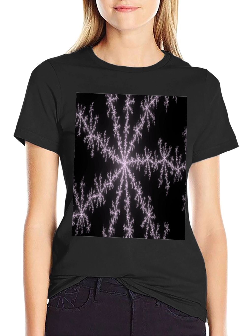 Fractal Snowflake Black T-Shirt