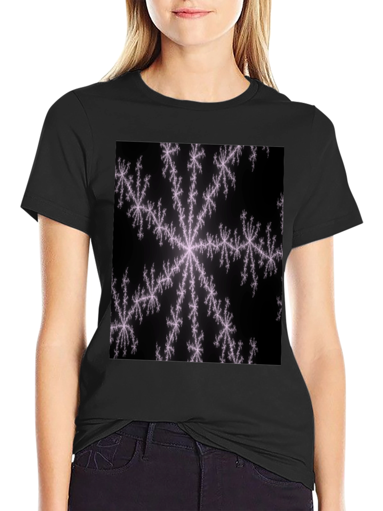 Fractal Snowflake Black T-Shirt