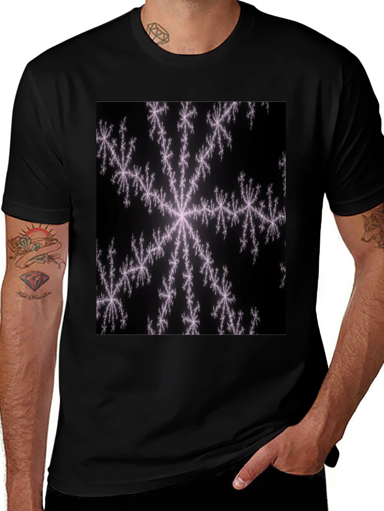 Fractal Snowflake Black T-Shirt