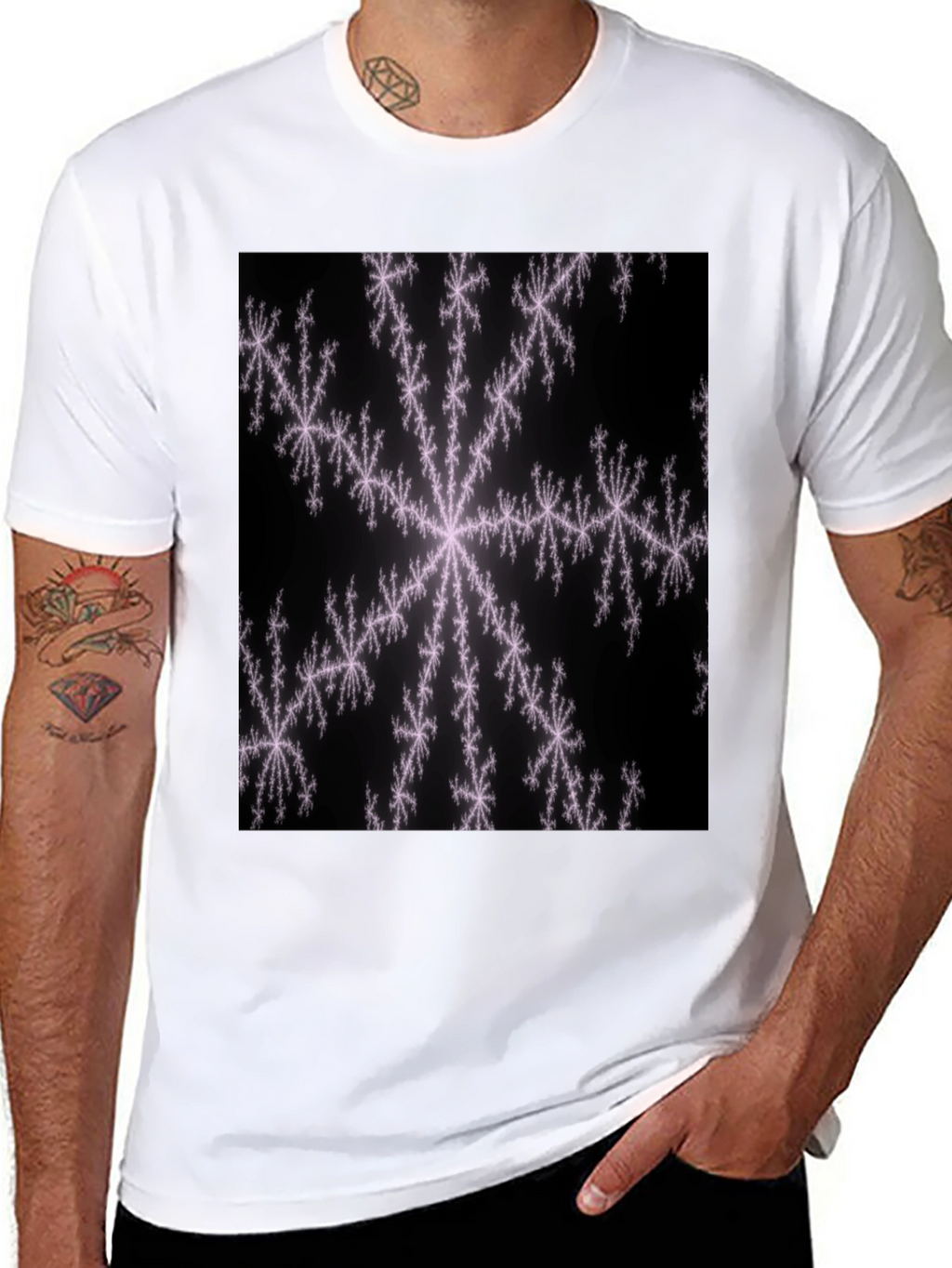 Fractal Snowflake Black T-Shirt