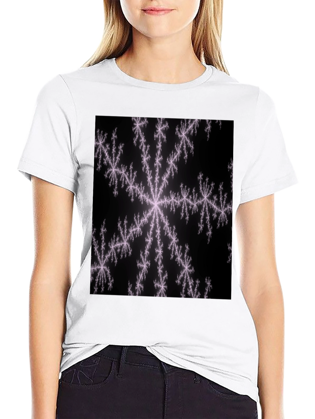 Fractal Snowflake Black T-Shirt