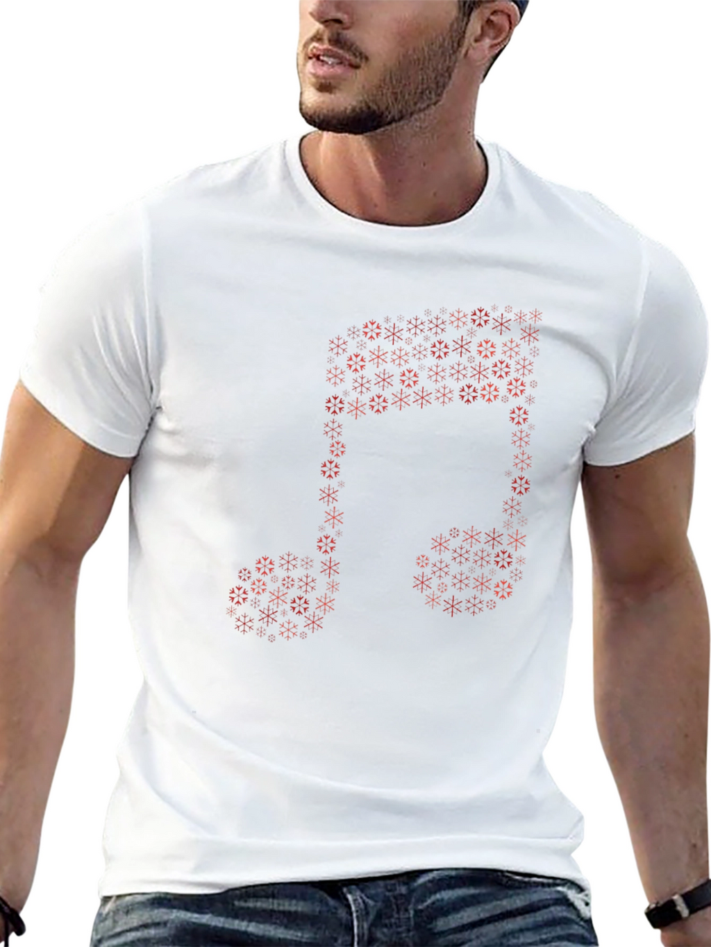 Musical Note Snowflake Graphic Tee - Black Cotton