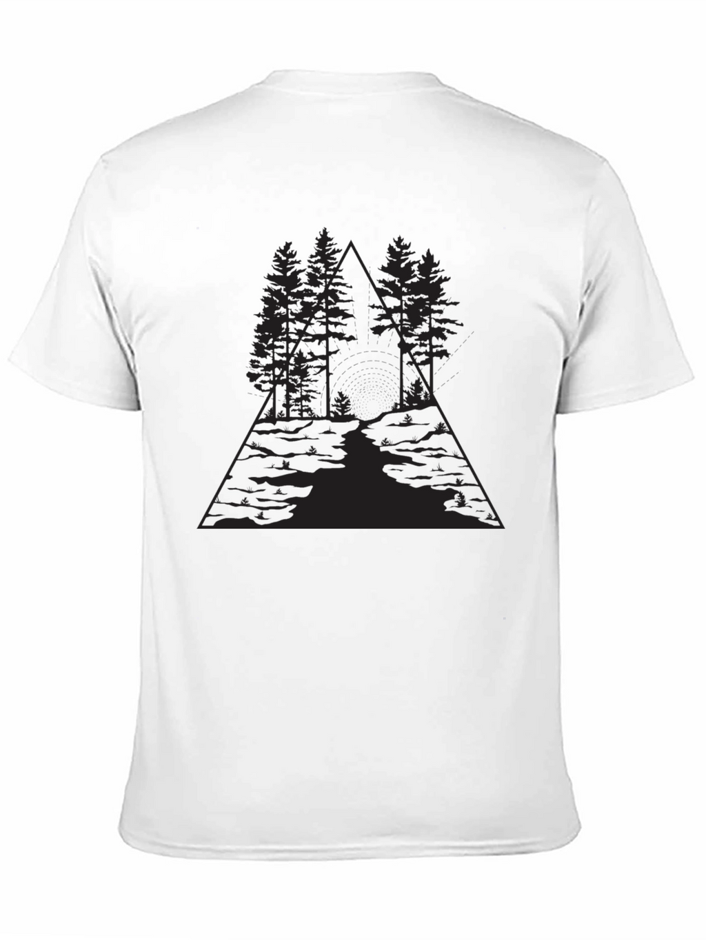 Geometric Forest Graphic Black T-Shirt