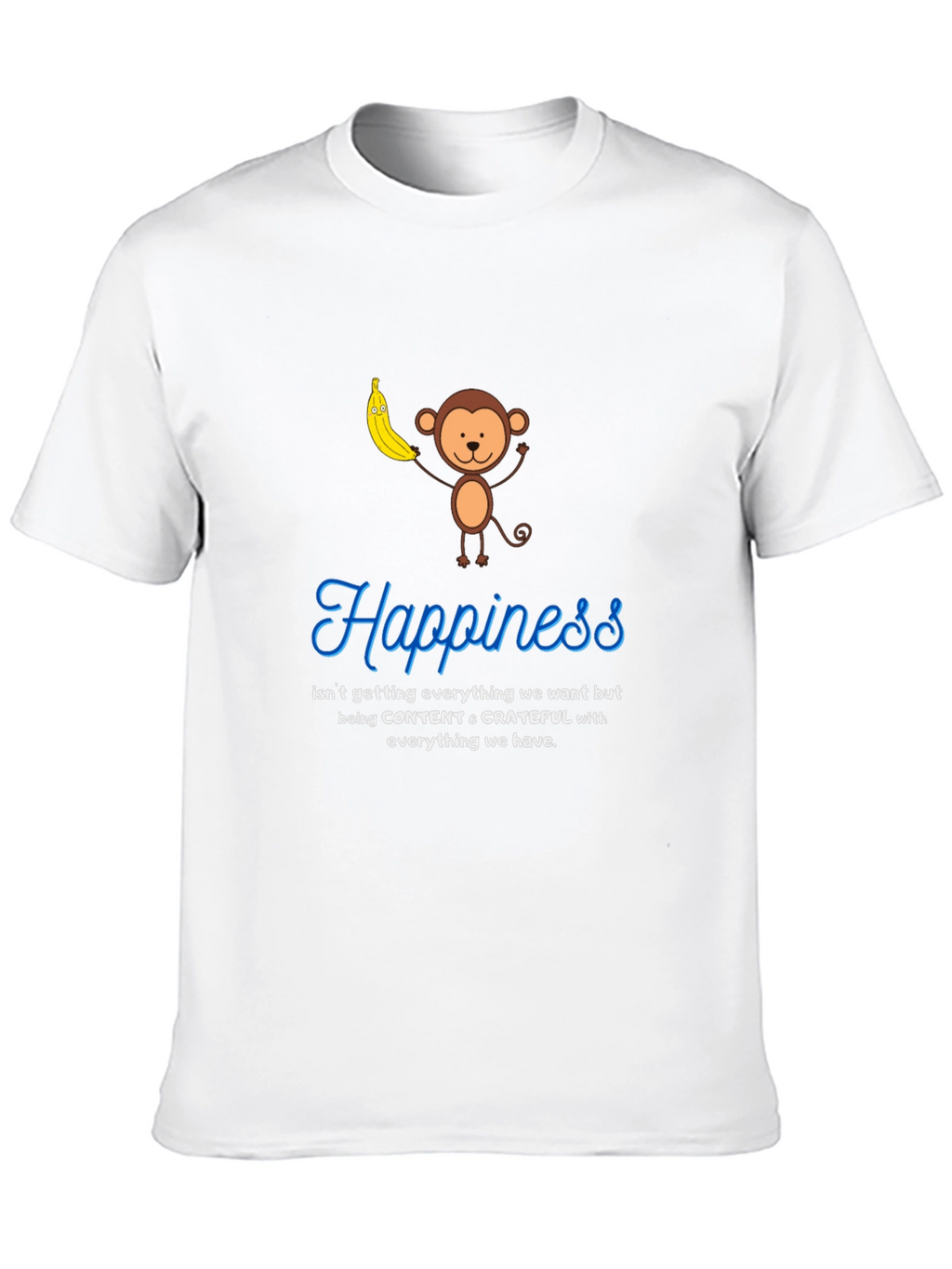 Happiness Monkey Graphic Tee: Content & Grateful T-Shirt