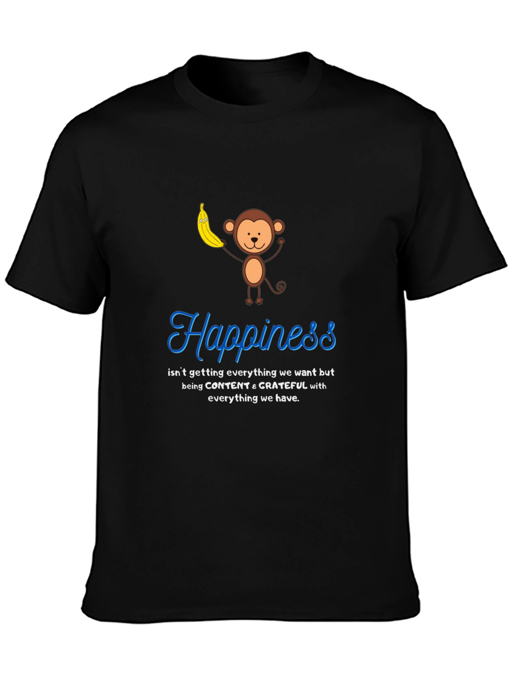 Happiness Monkey Graphic Tee: Content & Grateful T-Shirt